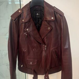 7 For All Mankind Deep Red Leather Jacket